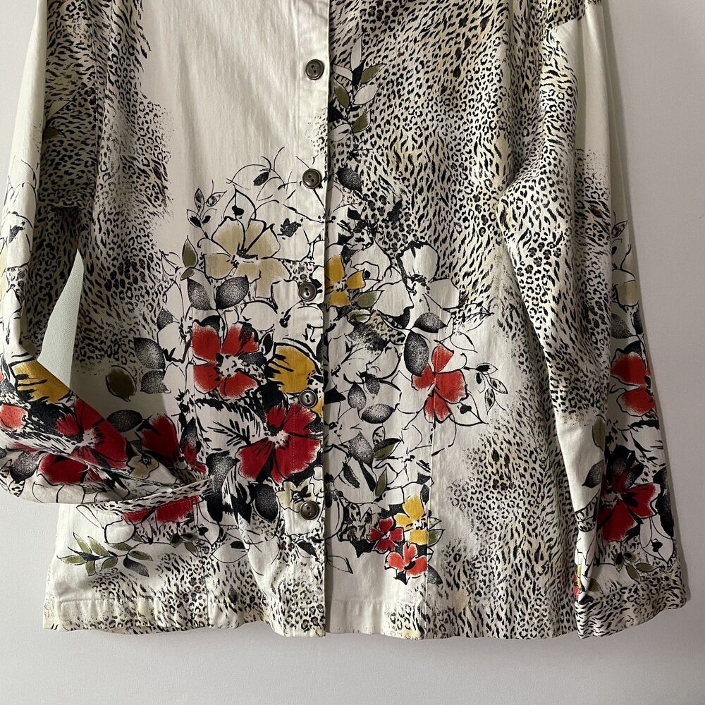 Chico's Design Multicolor Animal/Floral Print Button-Up Shacket Size 3 US XL - Picture 3 of 9